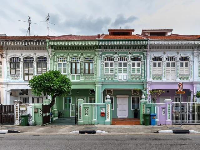 Maisons pastel de Koon Seng Road