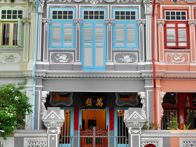Shophouse grise et bleue à Joo Chiat