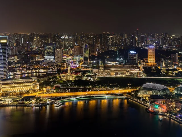 Marina Bay de nuit vue d'en haut