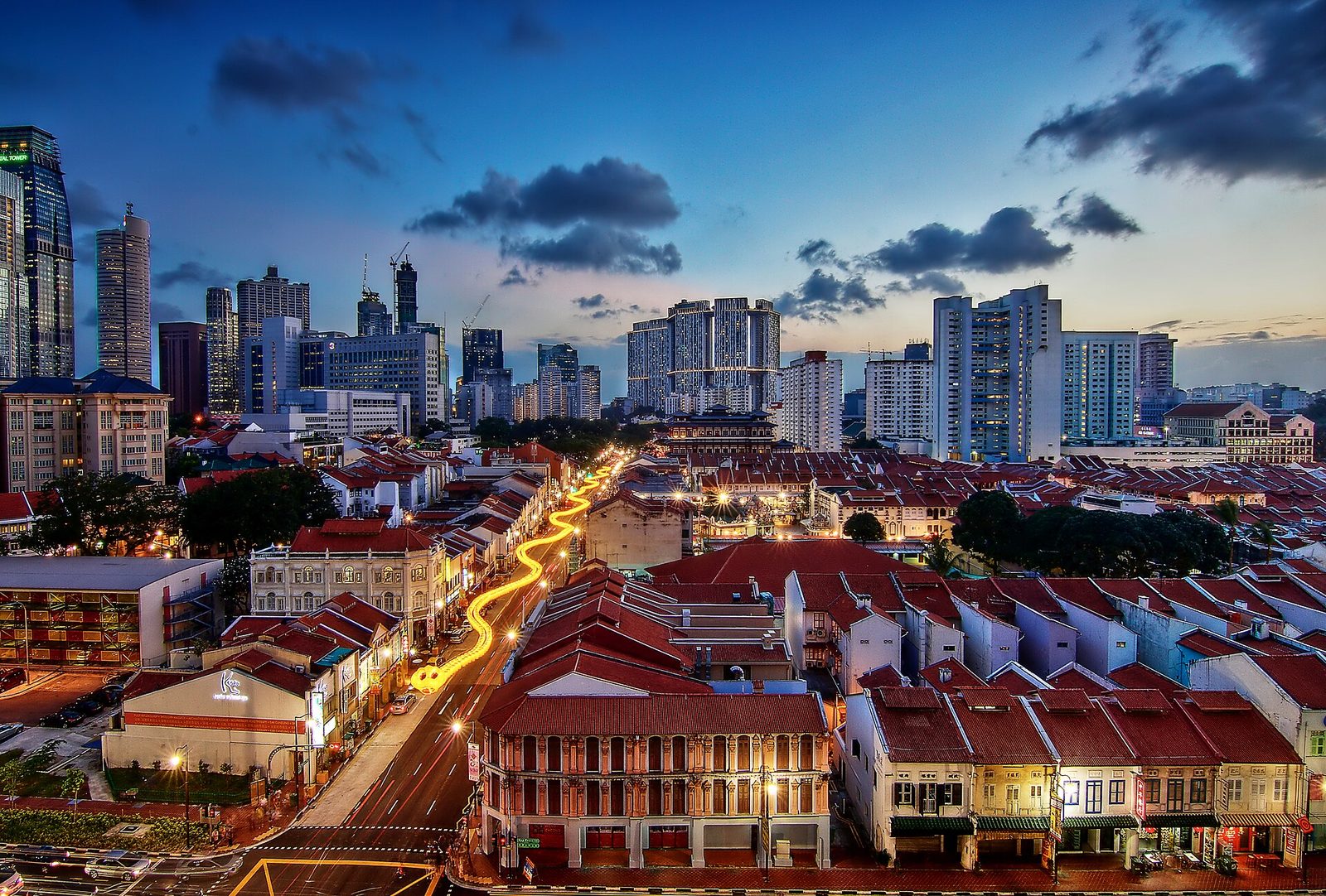 Chinatown vu d'en haut au coucher du soleil