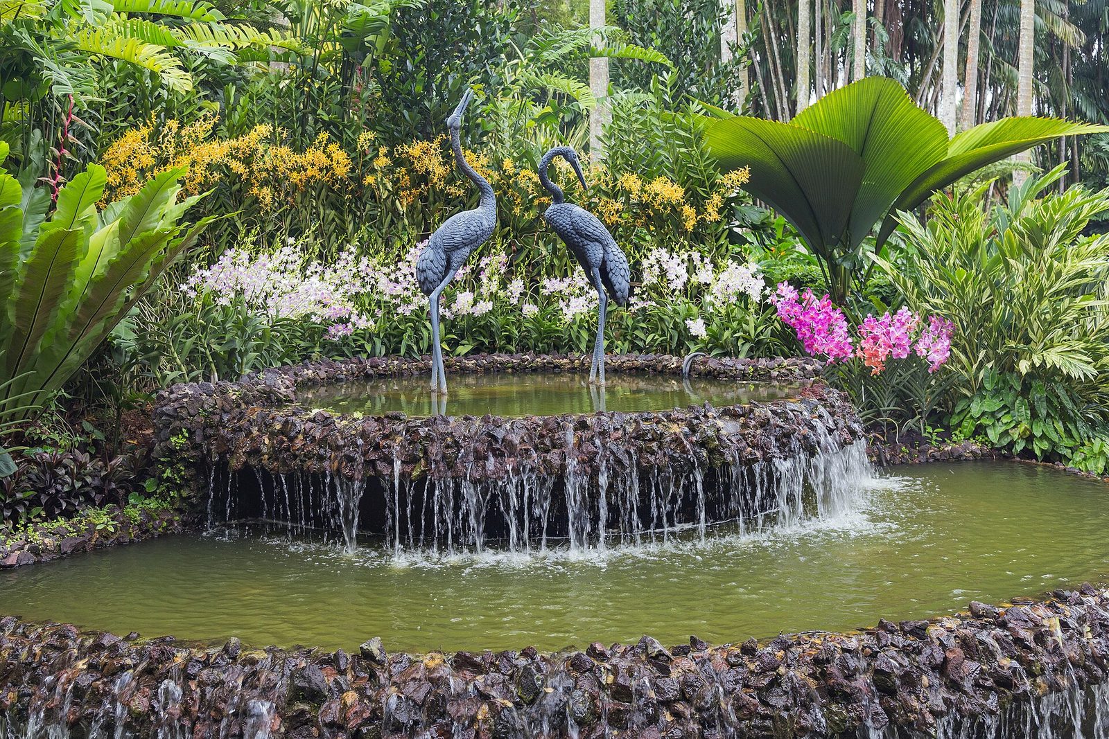 Fontaine aux grues du National Orchid Garden