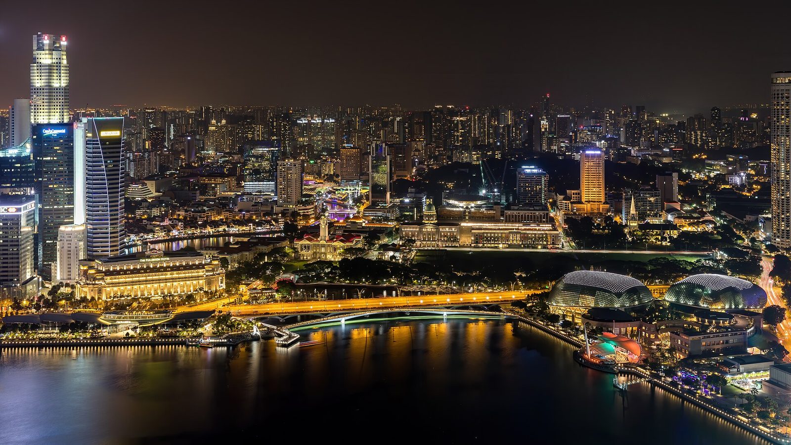 Marina Bay de nuit vue d'en haut